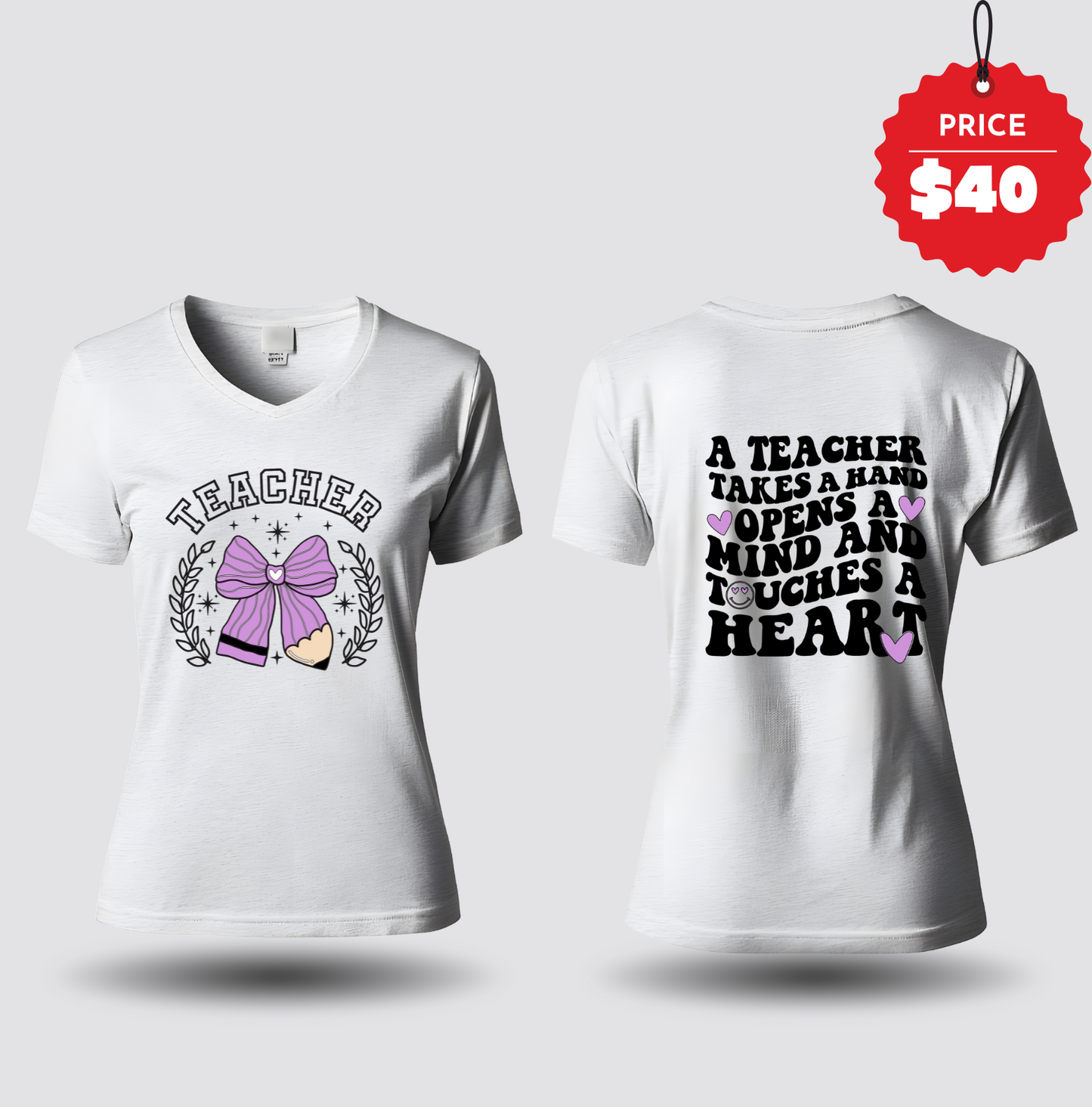 White Touches a Heart Tee