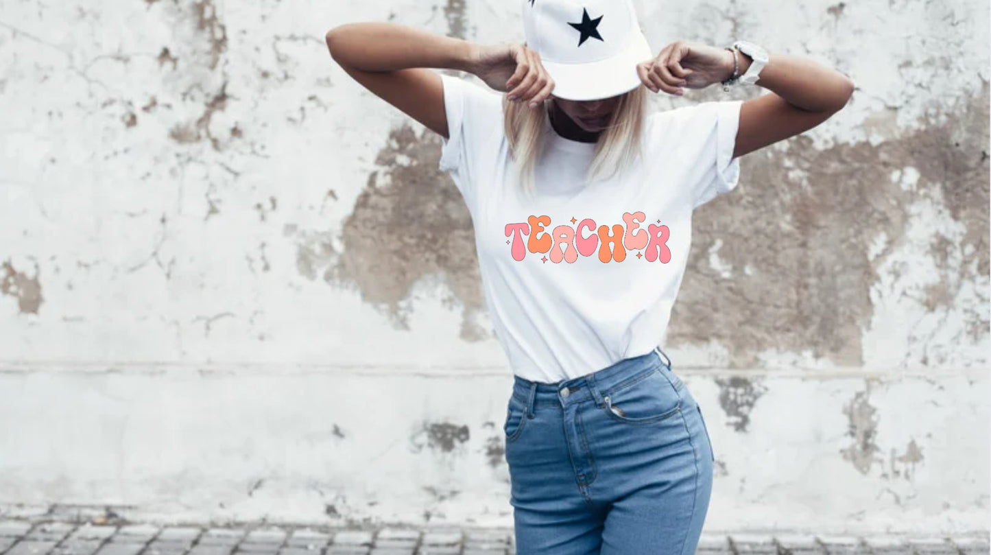 Retro Groovy Teacher Tee